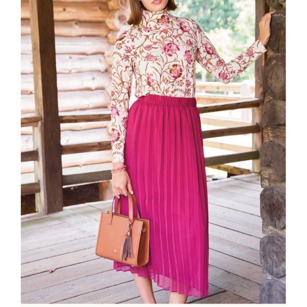 Spartina‎ 449 Elvira Pleated Skirt Crimson Plum M Holiday Romantic Elastic
